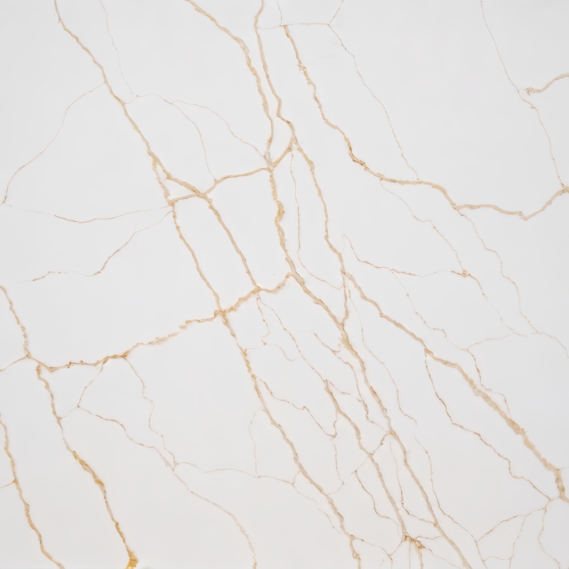 Golden Spider Quartz countertop slab with fine gold veining