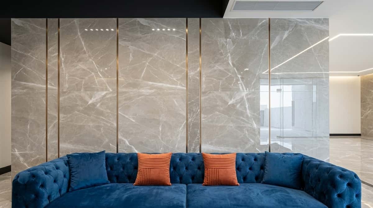 Turkish beige-grey marble wall panels with soft lightning-like veining