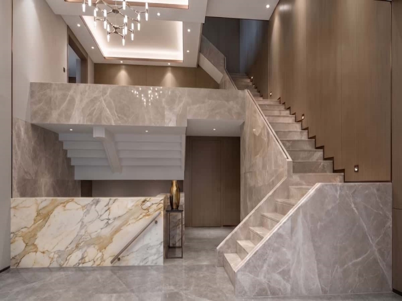 Turkish Lightning Grey Marble Project for Stairs, Walls, Floors, and Interior Spaces