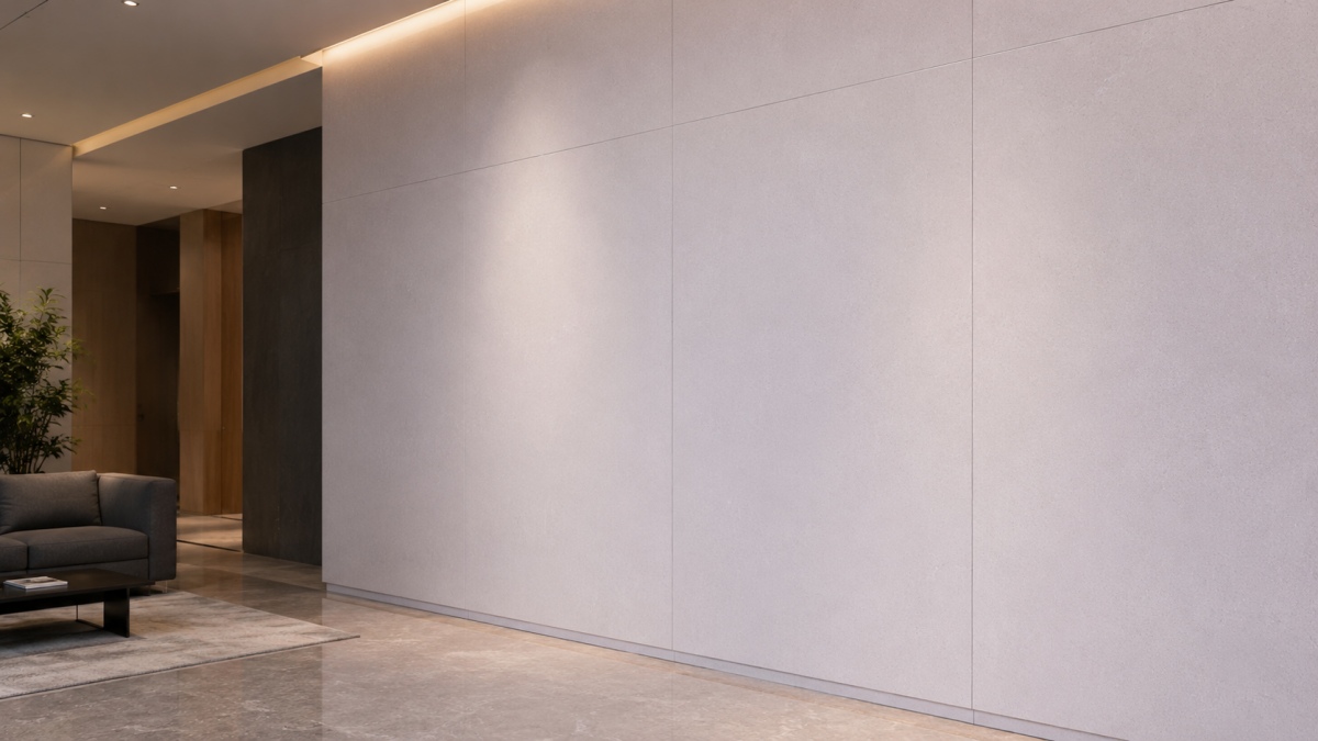 Wall panels made with Huaishan White Artificial Marble for interior cladding