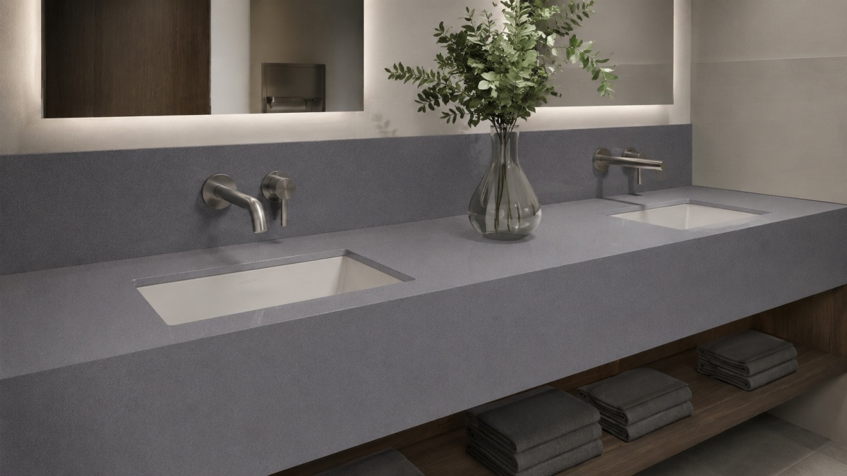 East Grey Artificial Marble vanity top surface application