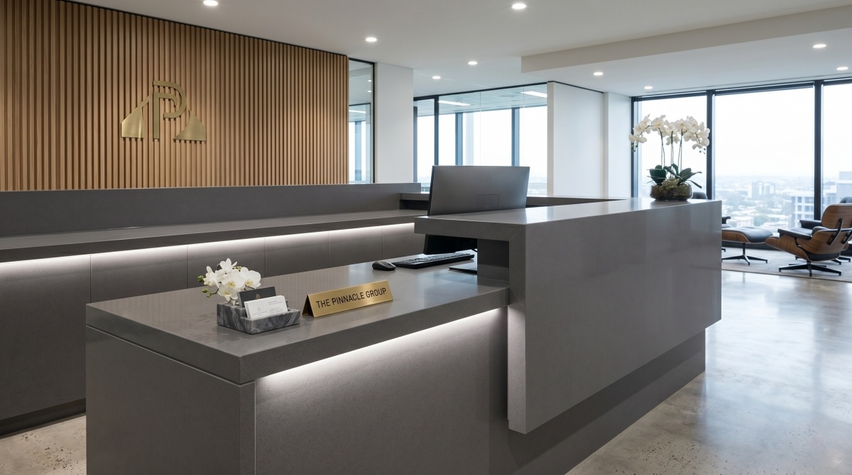 Engineered marble stone with low variation grey texture reception countertop
