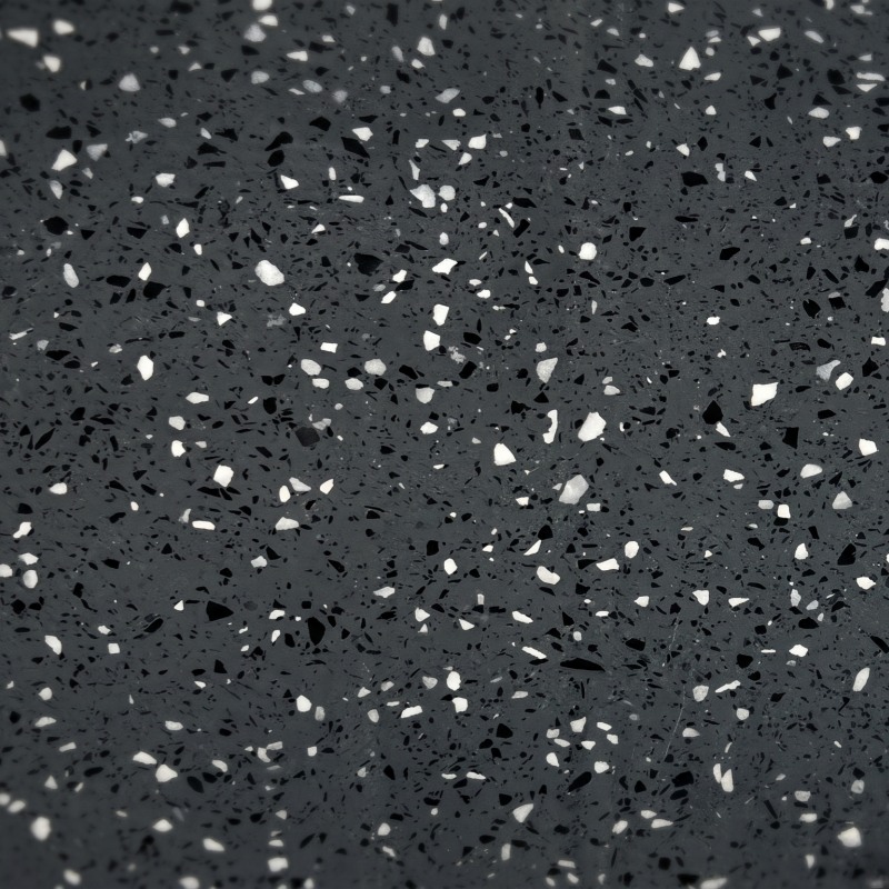 Charcoal Chip Grey Artificial Marble surface with black and white chips