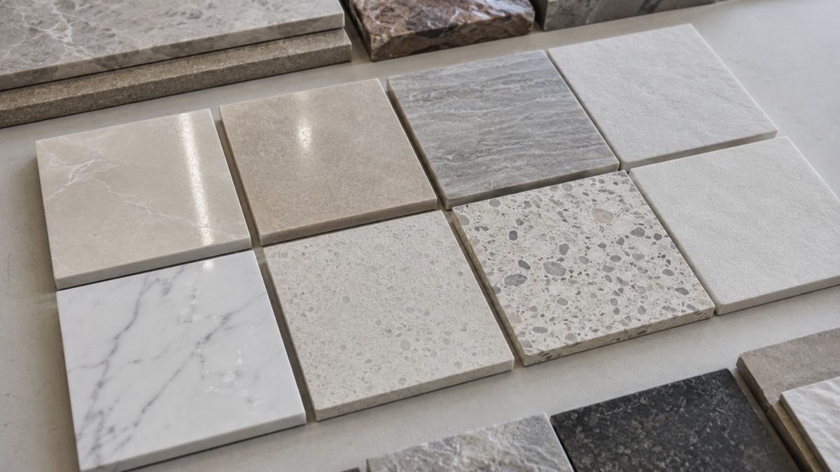 Artificial marble project supply confirmation with samples drawings and commercial flooring planning