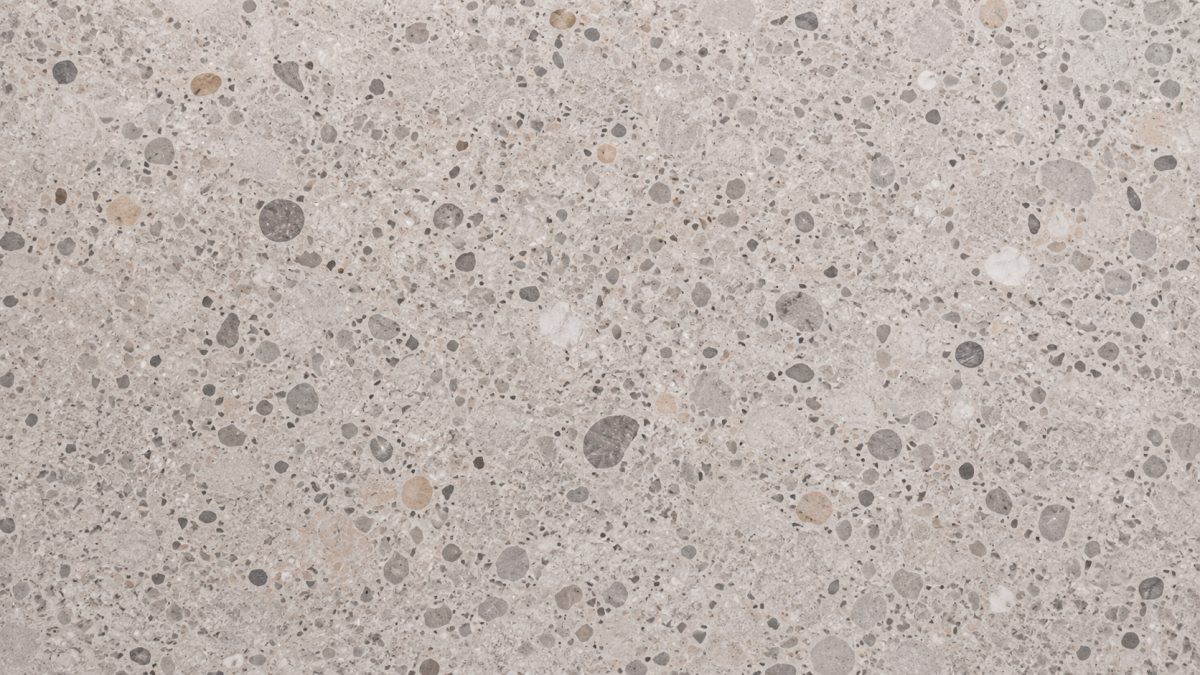 Aggregate balance terrazzo close-up with controlled chip size and base color