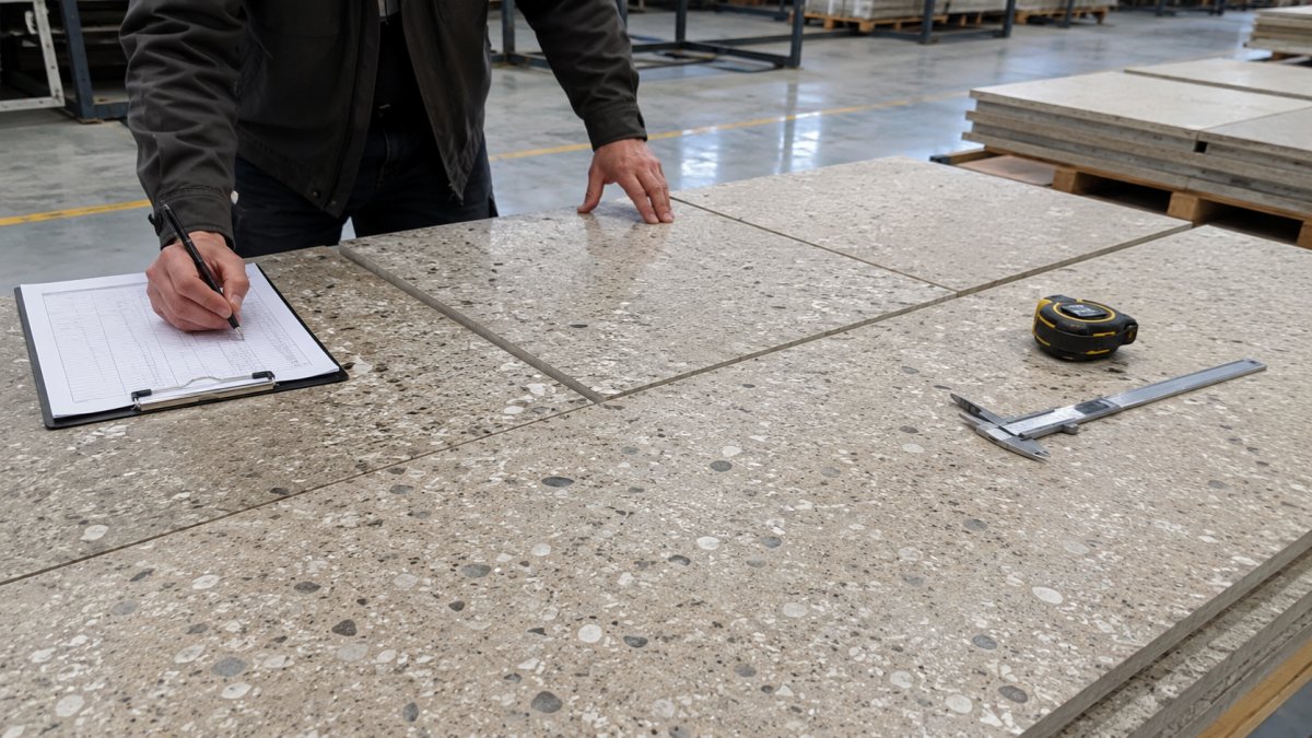 Terrazzo pre-shipment inspection with surface and batch review