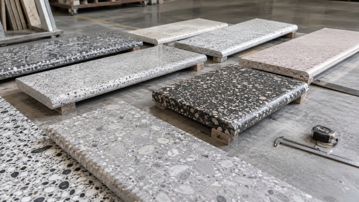 Terrazzo stair tread thickness and nosing detail under project review